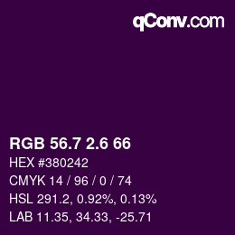 カラーコード: RGB 56.7 2.6 66 | qconv.com