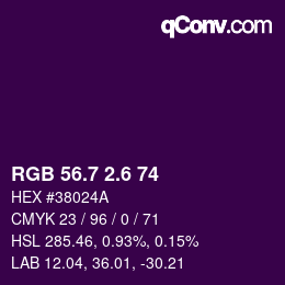 カラーコード: RGB 56.7 2.6 74 | qconv.com