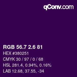 カラーコード: RGB 56.7 2.6 81 | qconv.com