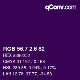 カラーコード: RGB 56.7 2.6 82 | qconv.com