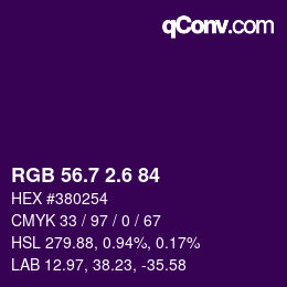 カラーコード: RGB 56.7 2.6 84 | qconv.com