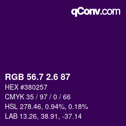 カラーコード: RGB 56.7 2.6 87 | qconv.com