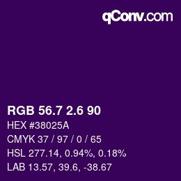 カラーコード: RGB 56.7 2.6 90 | qconv.com