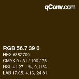 カラーコード: RGB 56.7 39 0 | qconv.com