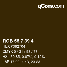 カラーコード: RGB 56.7 39 4 | qconv.com