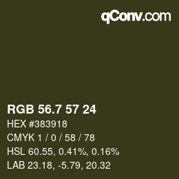 カラーコード: RGB 56.7 57 24 | qconv.com