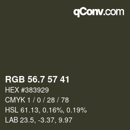 カラーコード: RGB 56.7 57 41 | qconv.com