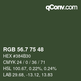 カラーコード: RGB 56.7 75 48 | qconv.com
