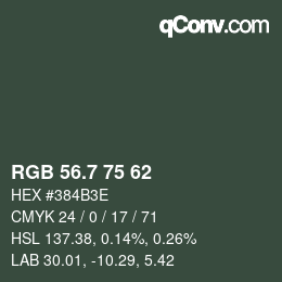 カラーコード: RGB 56.7 75 62 | qconv.com