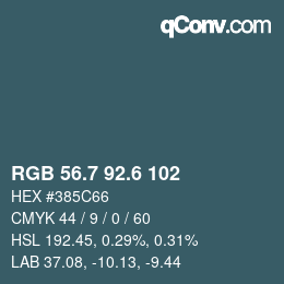 カラーコード: RGB 56.7 92.6 102 | qconv.com