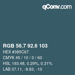 カラーコード: RGB 56.7 92.6 103 | qconv.com