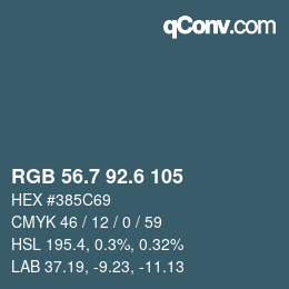 カラーコード: RGB 56.7 92.6 105 | qconv.com