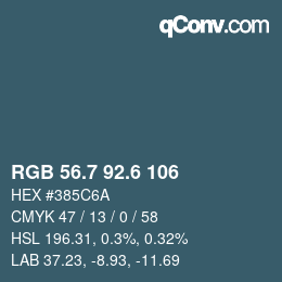 カラーコード: RGB 56.7 92.6 106 | qconv.com