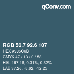 カラーコード: RGB 56.7 92.6 107 | qconv.com