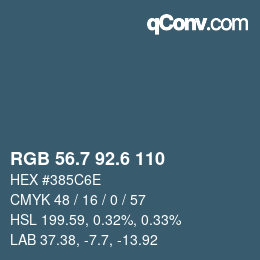 カラーコード: RGB 56.7 92.6 110 | qconv.com