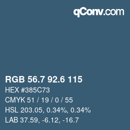 カラーコード: RGB 56.7 92.6 115 | qconv.com