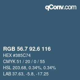 カラーコード: RGB 56.7 92.6 116 | qconv.com