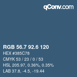 カラーコード: RGB 56.7 92.6 120 | qconv.com