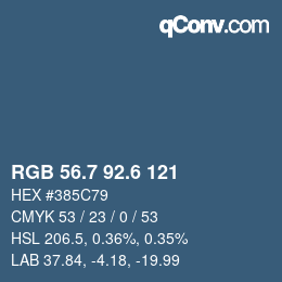 カラーコード: RGB 56.7 92.6 121 | qconv.com