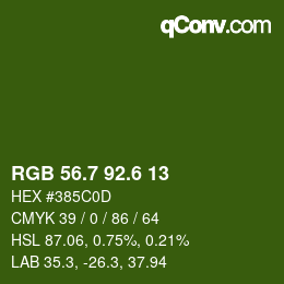 カラーコード: RGB 56.7 92.6 13 | qconv.com