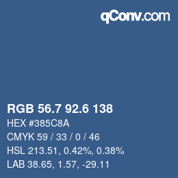 カラーコード: RGB 56.7 92.6 138 | qconv.com