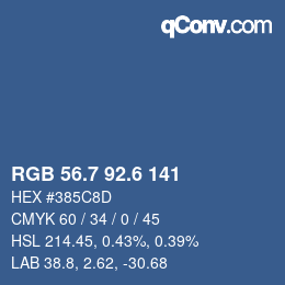 カラーコード: RGB 56.7 92.6 141 | qconv.com