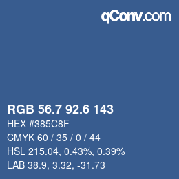 カラーコード: RGB 56.7 92.6 143 | qconv.com