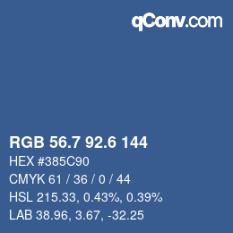 カラーコード: RGB 56.7 92.6 144 | qconv.com