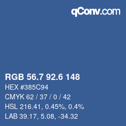 カラーコード: RGB 56.7 92.6 148 | qconv.com