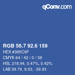 カラーコード: RGB 56.7 92.6 159 | qconv.com