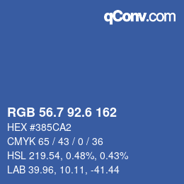 カラーコード: RGB 56.7 92.6 162 | qconv.com