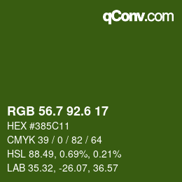 カラーコード: RGB 56.7 92.6 17 | qconv.com