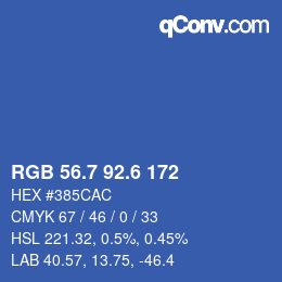 カラーコード: RGB 56.7 92.6 172 | qconv.com