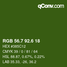 カラーコード: RGB 56.7 92.6 18 | qconv.com