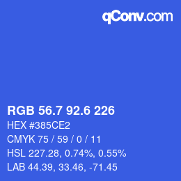 カラーコード: RGB 56.7 92.6 226 | qconv.com