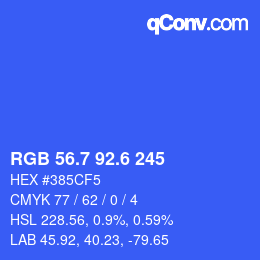 カラーコード: RGB 56.7 92.6 245 | qconv.com