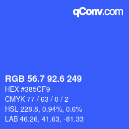 カラーコード: RGB 56.7 92.6 249 | qconv.com