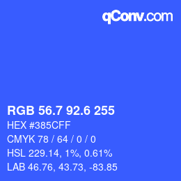 カラーコード: RGB 56.7 92.6 255 | qconv.com