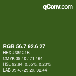 カラーコード: RGB 56.7 92.6 27 | qconv.com