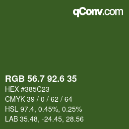 カラーコード: RGB 56.7 92.6 35 | qconv.com