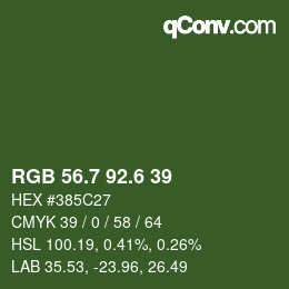 カラーコード: RGB 56.7 92.6 39 | qconv.com