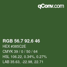 カラーコード: RGB 56.7 92.6 46 | qconv.com