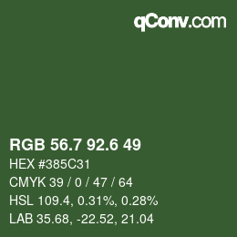 カラーコード: RGB 56.7 92.6 49 | qconv.com