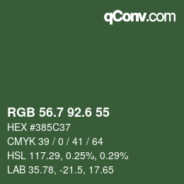 カラーコード: RGB 56.7 92.6 55 | qconv.com