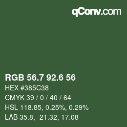 カラーコード: RGB 56.7 92.6 56 | qconv.com