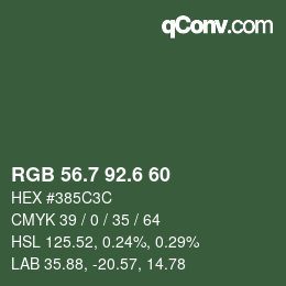 カラーコード: RGB 56.7 92.6 60 | qconv.com