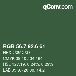 カラーコード: RGB 56.7 92.6 61 | qconv.com