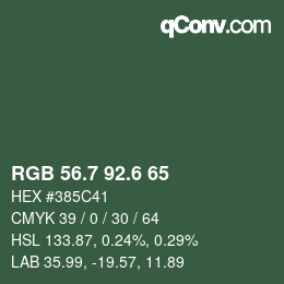 カラーコード: RGB 56.7 92.6 65 | qconv.com