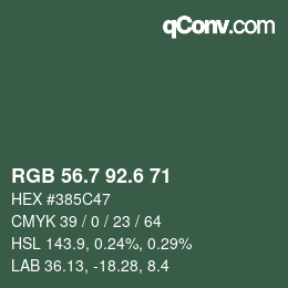 カラーコード: RGB 56.7 92.6 71 | qconv.com