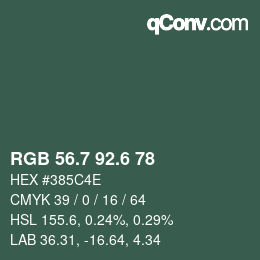 カラーコード: RGB 56.7 92.6 78 | qconv.com